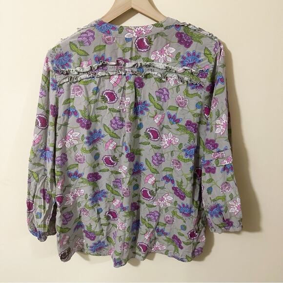 Matilda Jane Womens Floral 3/4 Sleeve Buttons Pockets Shirt Multicolored Size L - Picture 2 of 8